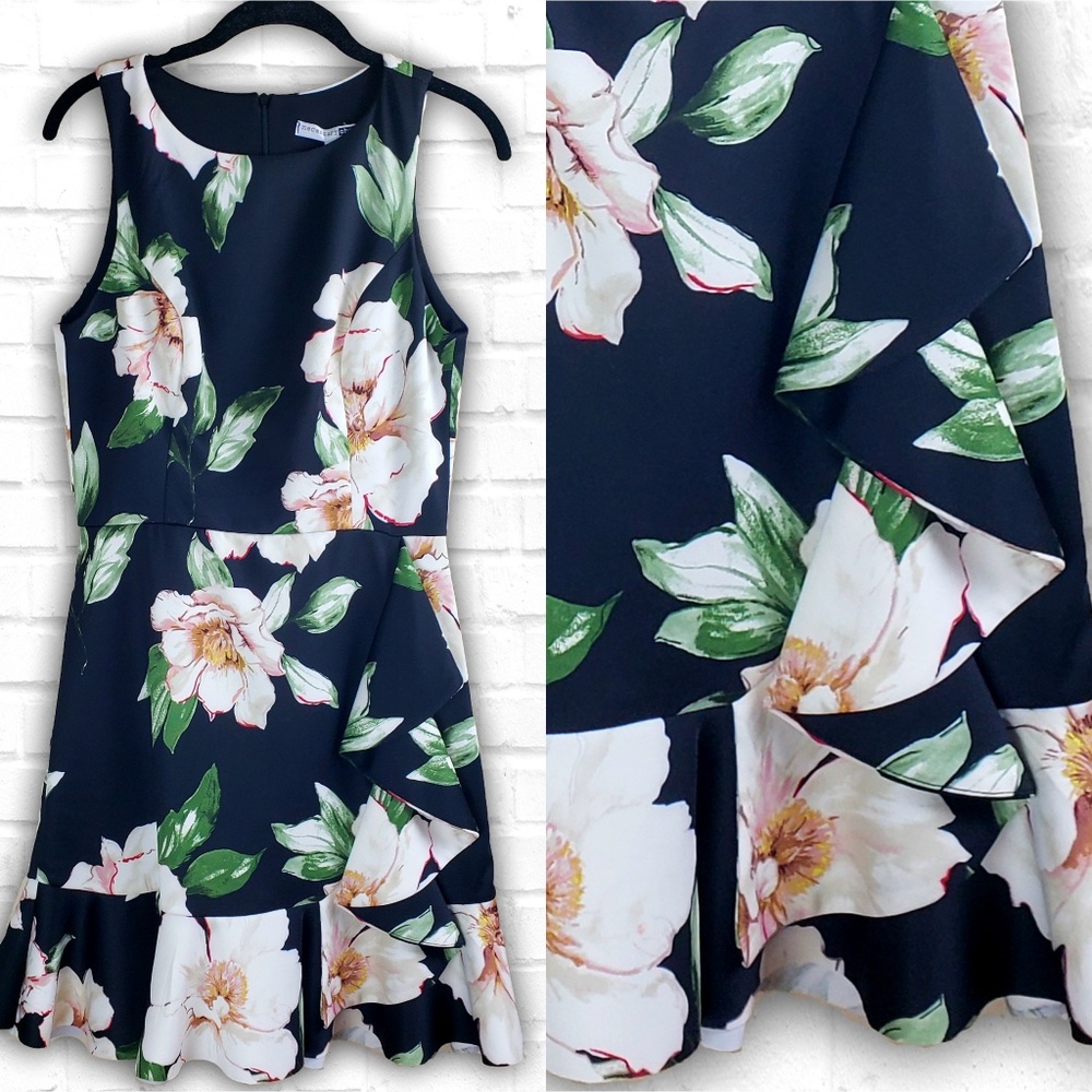 NWT! Floral Printed Ruffle Dress Size L